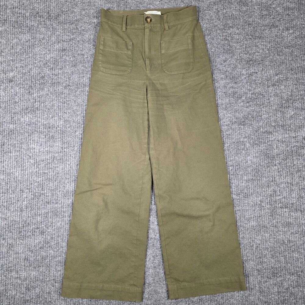 & Other Stories Olive Wide Leg Pants High Waist Utility‎ US 4
